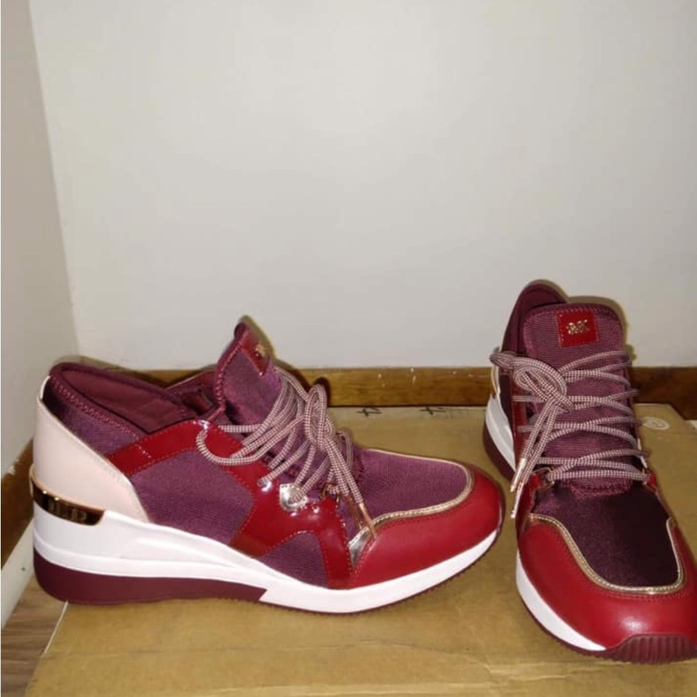 Michael Kors Red and Pink Platform Sneakers